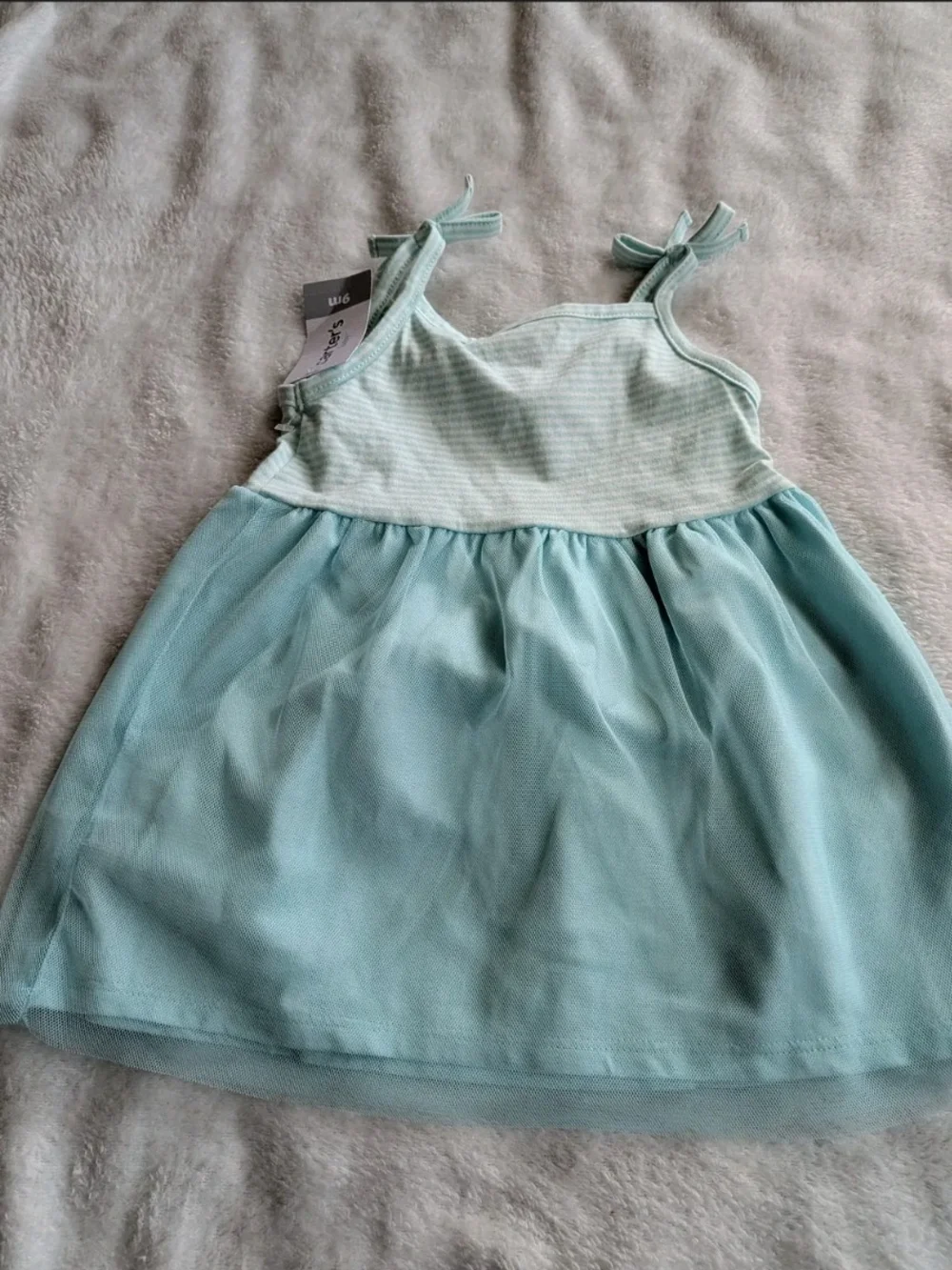 Carter's Light Aqua Blue Sleeveless Dress with Tulle Skirt